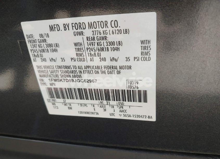 Photo 9 of 2018 Ford Explorer XLT (VIN 1FM5K7D89JGC62967)