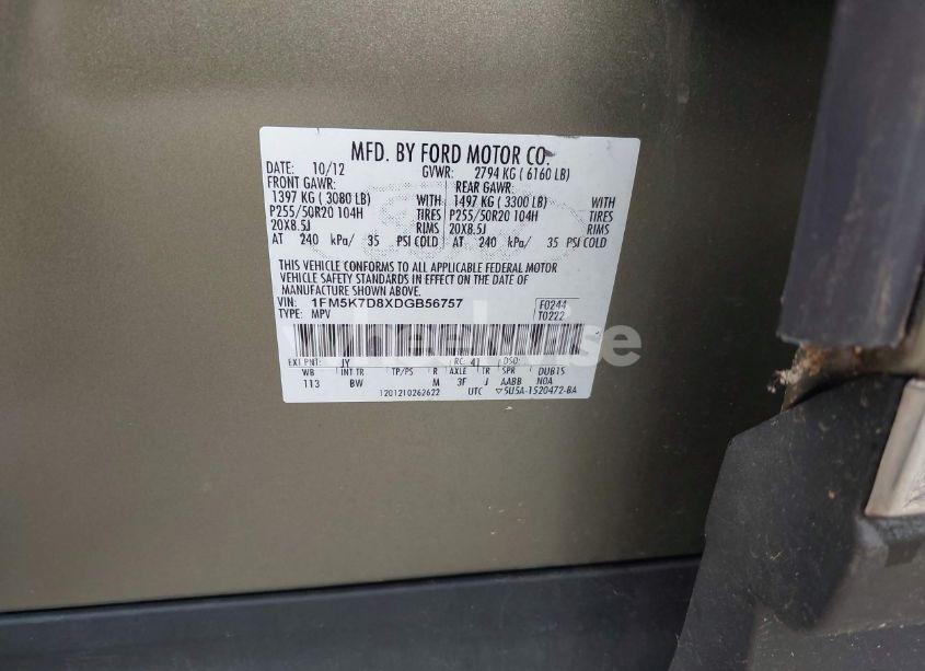 Photo 9 of 2013 Ford Explorer XLT (VIN 1FM5K7D8XDGB56757)