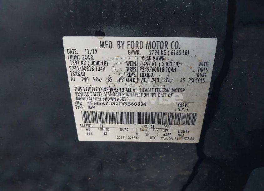 Photo 9 of 2013 Ford Explorer XLT (VIN 1FM5K7D8XDGB60534)