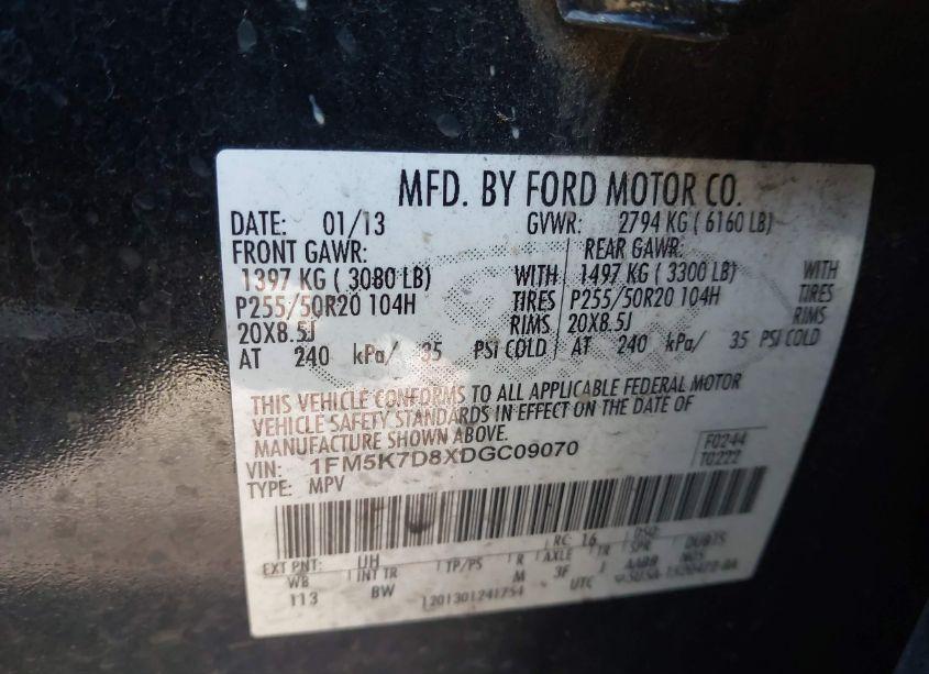 Photo 9 of 2013 Ford Explorer XLT (VIN 1FM5K7D8XDGC09070)