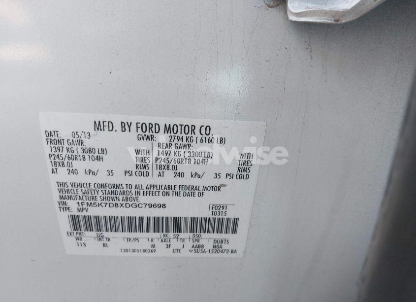 Photo 9 of 2013 Ford Explorer XLT (VIN 1FM5K7D8XDGC79698)