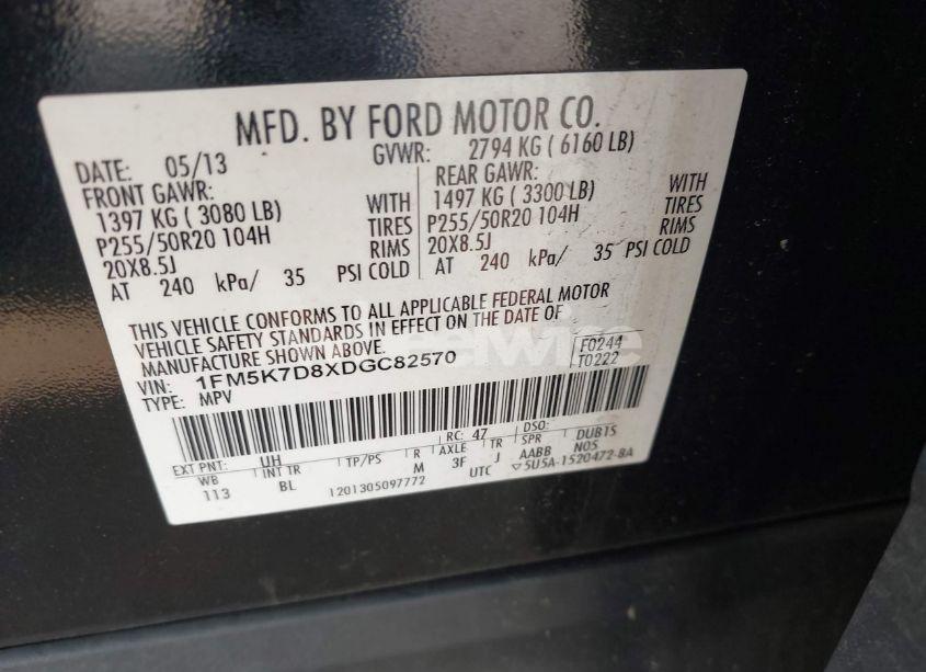 Photo 9 of 2013 Ford Explorer XLT (VIN 1FM5K7D8XDGC82570)