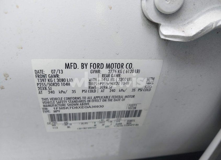 Photo 9 of 2014 Ford Explorer XLT (VIN 1FM5K7D8XEGA36930)