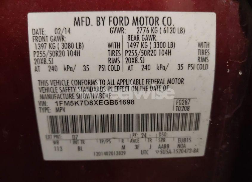 Photo 9 of 2014 Ford Explorer XLT (VIN 1FM5K7D8XEGB61698)