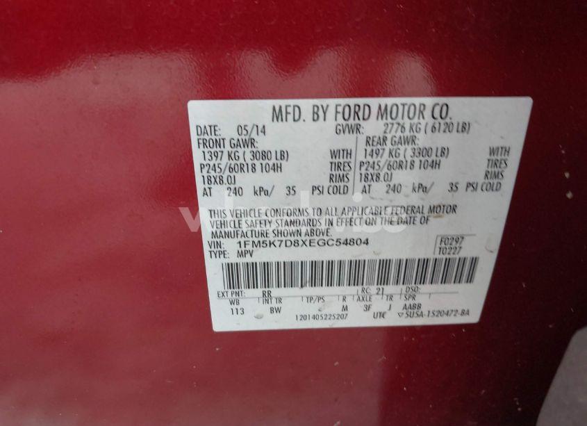 Photo 9 of 2014 Ford Explorer XLT (VIN 1FM5K7D8XEGC54804)