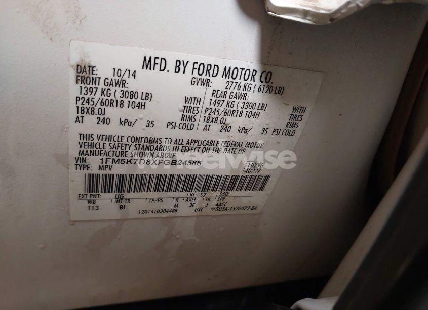 Photo 9 of 2015 Ford Explorer XLT (VIN 1FM5K7D8XFGB24586)