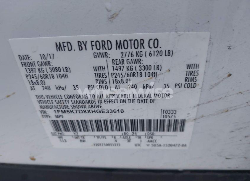 Photo 9 of 2017 Ford Explorer XLT (VIN 1FM5K7D8XHGE33610)