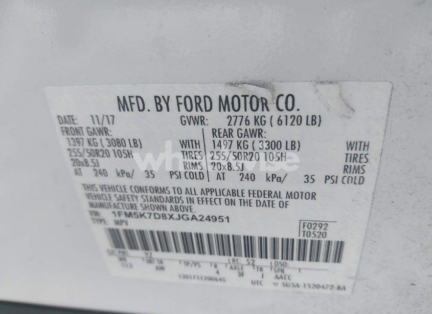 Photo 9 of 2018 Ford Explorer XLT (VIN 1FM5K7D8XJGA24951)