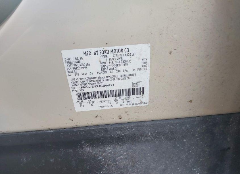 Photo 9 of 2018 Ford Explorer XLT (VIN 1FM5K7D8XJGB04721)