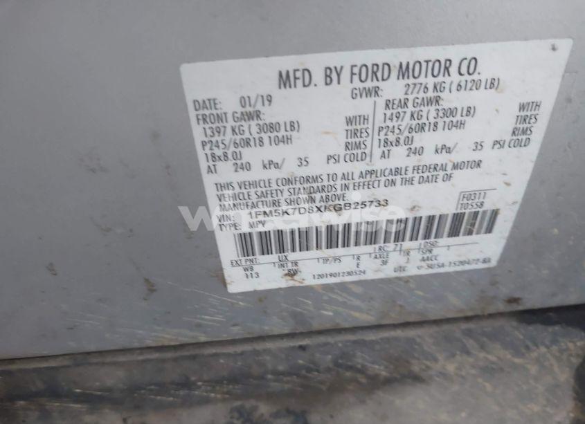 Photo 9 of 2019 Ford Explorer XLT (VIN 1FM5K7D8XKGB25733)