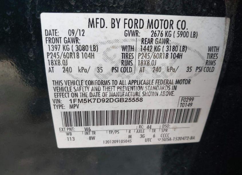 Photo 9 of 2013 Ford Explorer XLT (VIN 1FM5K7D92DGB25558)