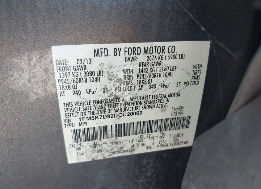 Photo 9 of 2013 Ford Explorer XLT (VIN 1FM5K7D92DGC20069)