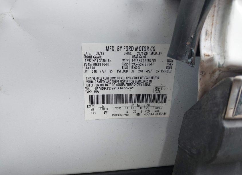 Photo 9 of 2014 Ford Explorer XLT (VIN 1FM5K7D92EGA55741)