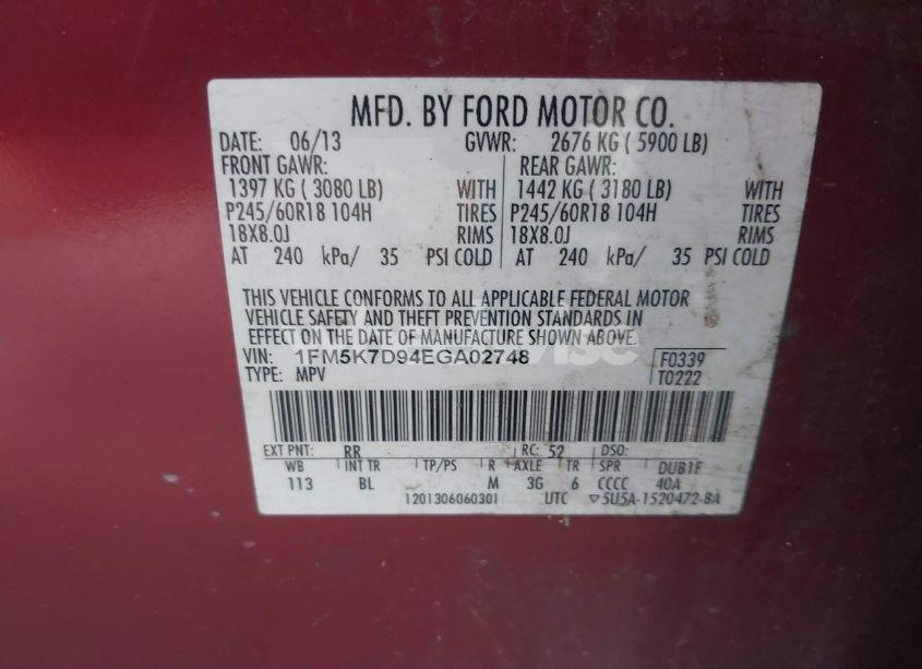 Photo 9 of 2014 Ford Explorer XLT (VIN 1FM5K7D94EGA02748)