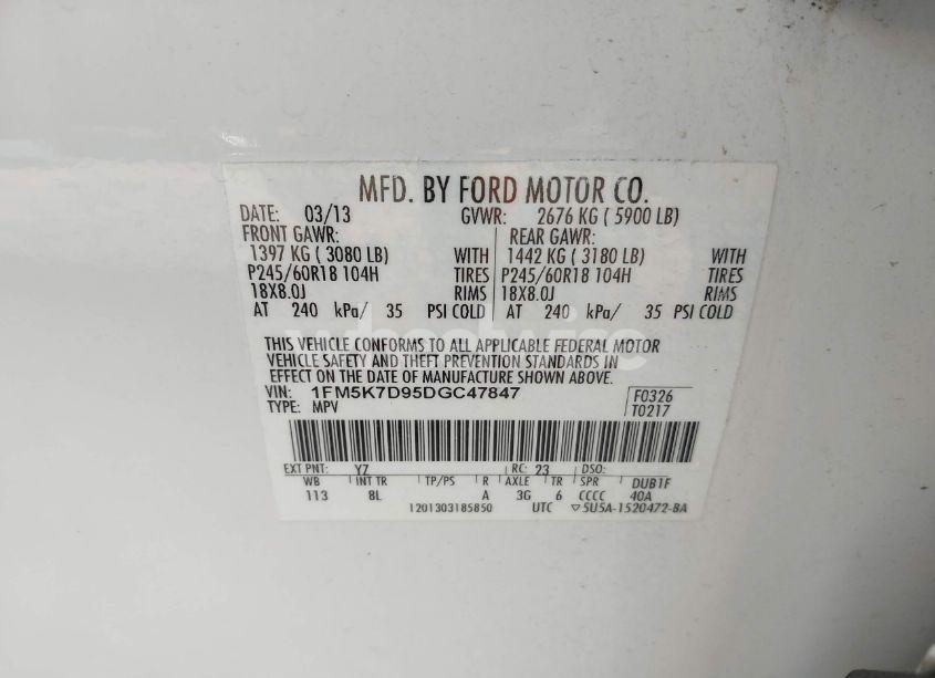 Photo 9 of 2013 Ford Explorer XLT (VIN 1FM5K7D95DGC47847)