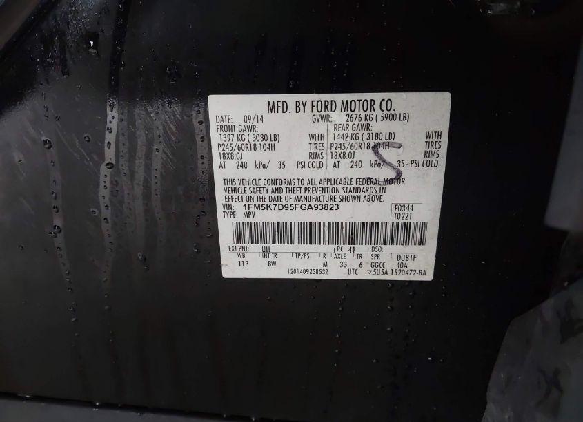 Photo 9 of 2015 Ford Explorer XLT (VIN 1FM5K7D95FGA93823)