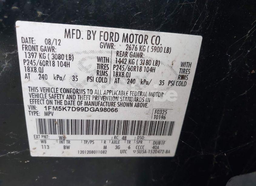 Photo 9 of 2013 Ford Explorer XLT (VIN 1FM5K7D99DGA98066)