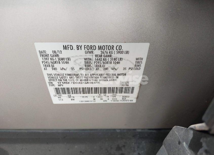 Photo 9 of 2013 Ford Explorer XLT (VIN 1FM5K7D9XDGA98416)