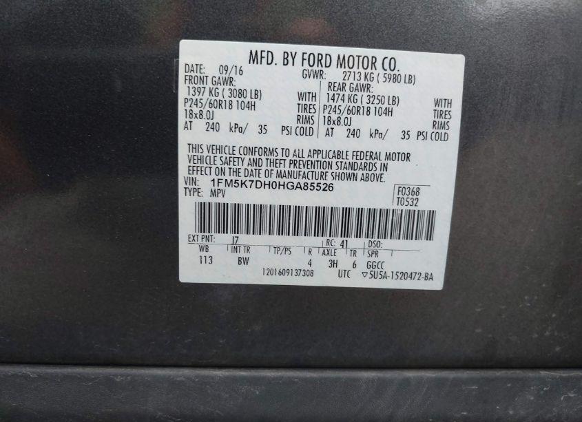 Photo 9 of 2017 Ford Explorer XLT (VIN 1FM5K7DH0HGA85526)