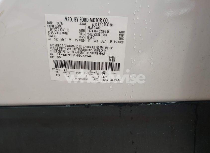 Photo 9 of 2017 Ford Explorer XLT (VIN 1FM5K7DH1HGC83144)