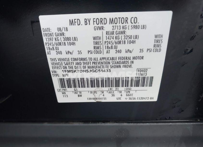 Photo 9 of 2018 Ford Explorer XLT (VIN 1FM5K7DH5JGC51433)