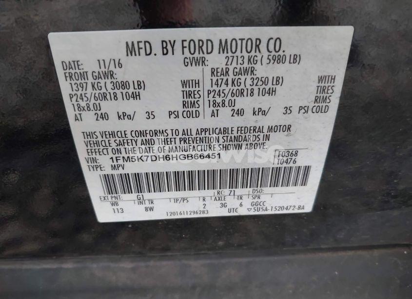 Photo 9 of 2017 Ford Explorer XLT (VIN 1FM5K7DH6HGB66451)