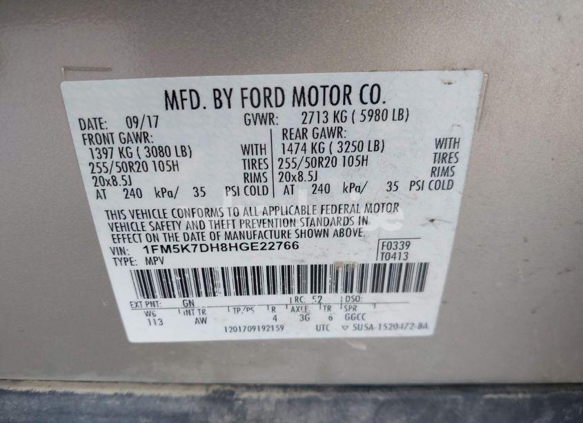 Photo 9 of 2017 Ford Explorer XLT (VIN 1FM5K7DH8HGE22766)