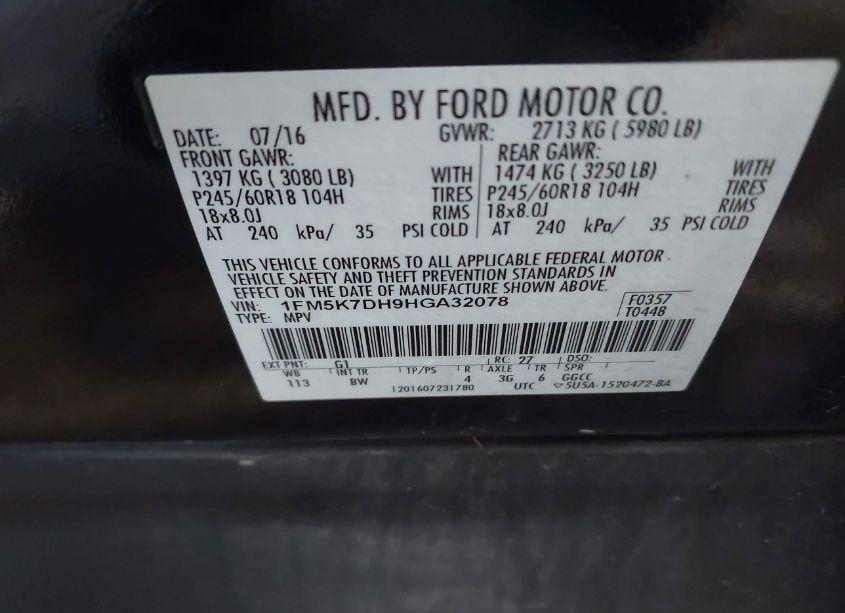 Photo 9 of 2017 Ford Explorer XLT (VIN 1FM5K7DH9HGA32078)