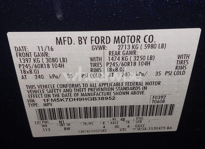 Photo 9 of 2017 Ford Explorer XLT (VIN 1FM5K7DH9HGB38952)