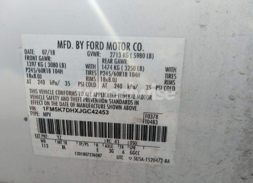 Photo 9 of 2018 Ford Explorer XLT (VIN 1FM5K7DHXJGC42453)