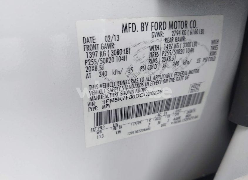 Photo 9 of 2013 Ford Explorer LIMITED (VIN 1FM5K7F80DGC28238)