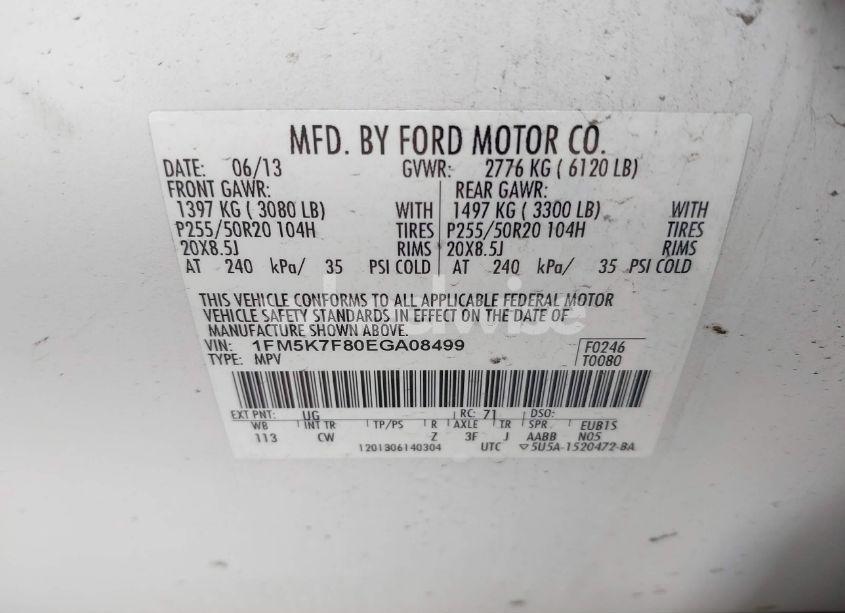 Photo 9 of 2014 Ford Explorer LIMITED (VIN 1FM5K7F80EGA08499)