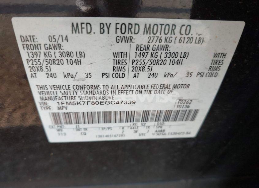 Photo 9 of 2014 Ford Explorer LIMITED (VIN 1FM5K7F80EGC47339)