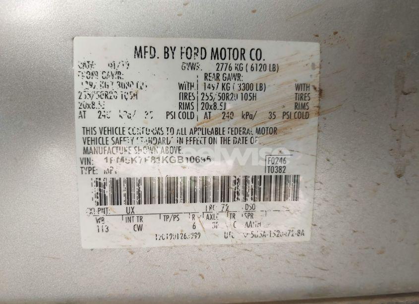 Photo 9 of 2019 Ford Explorer LIMITED (VIN 1FM5K7F81KGB10695)