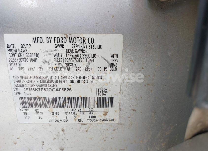 Photo 9 of 2013 Ford Explorer LIMITED (VIN 1FM5K7F82DGA08826)