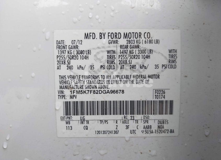 Photo 9 of 2013 Ford Explorer LIMITED (VIN 1FM5K7F82DGA96678)