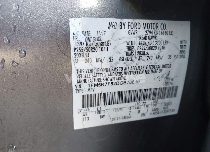 Photo 9 of 2013 Ford Explorer LIMITED (VIN 1FM5K7F82DGB78619)