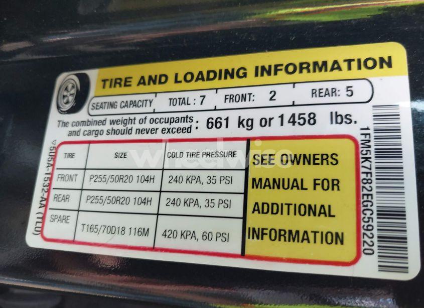 Photo 9 of 2014 Ford Explorer LIMITED (VIN 1FM5K7F82EGC59220)