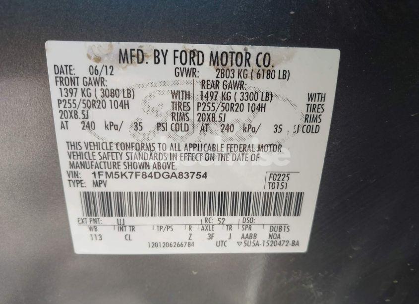 Photo 9 of 2013 Ford Explorer LIMITED (VIN 1FM5K7F84DGA83754)