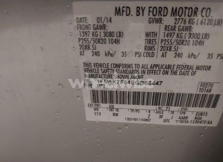 Photo 9 of 2014 Ford Explorer LIMITED (VIN 1FM5K7F84EGB64447)