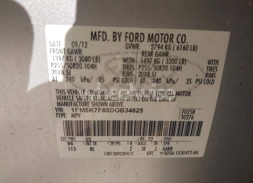 Photo 9 of 2013 Ford Explorer LIMITED (VIN 1FM5K7F85DGB34825)