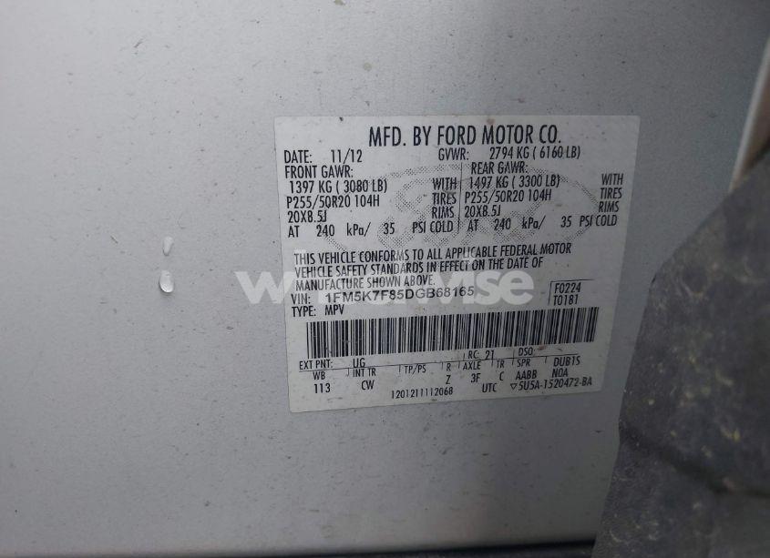 Photo 9 of 2013 Ford Explorer LIMITED (VIN 1FM5K7F85DGB68165)