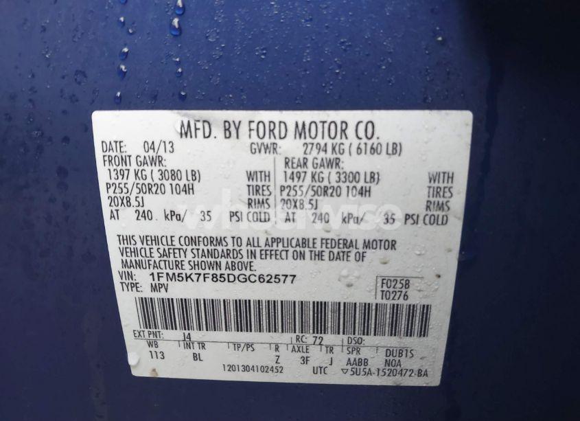 Photo 9 of 2013 Ford Explorer LIMITED (VIN 1FM5K7F85DGC62577)