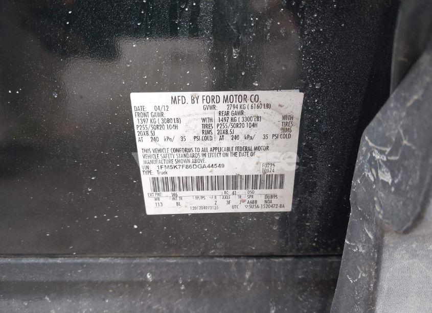 Photo 9 of 2013 Ford Explorer LIMITED (VIN 1FM5K7F86DGA44549)