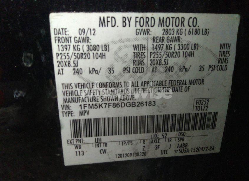 Photo 9 of 2013 Ford Explorer LIMITED (VIN 1FM5K7F86DGB26183)