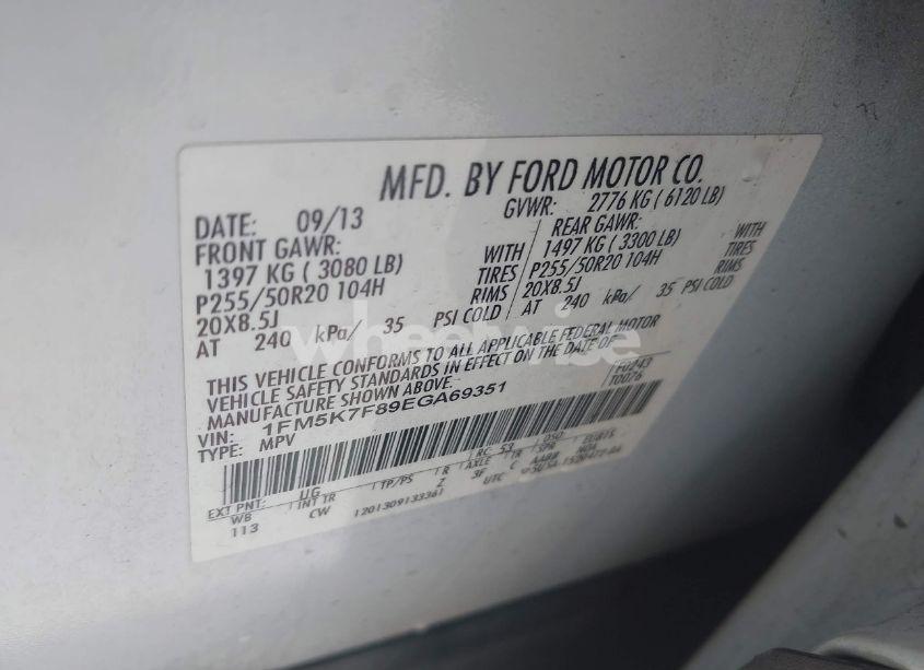 Photo 9 of 2014 Ford Explorer LIMITED (VIN 1FM5K7F89EGA69351)