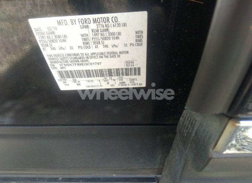 Photo 9 of 2014 Ford Explorer LIMITED (VIN 1FM5K7F89EGC01797)