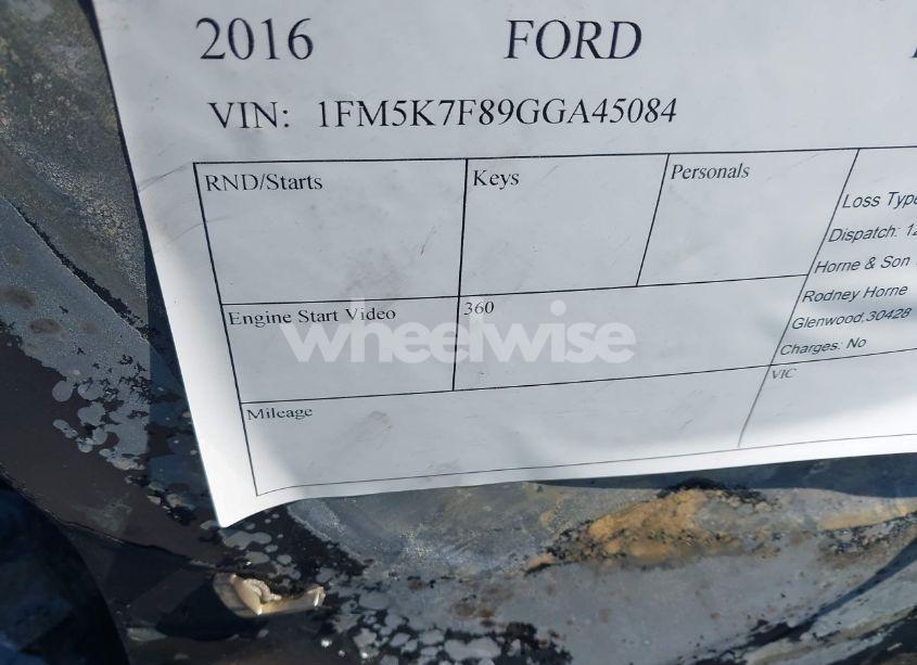 Photo 9 of 2016 Ford Explorer LIMITED (VIN 1FM5K7F89GGA45084)