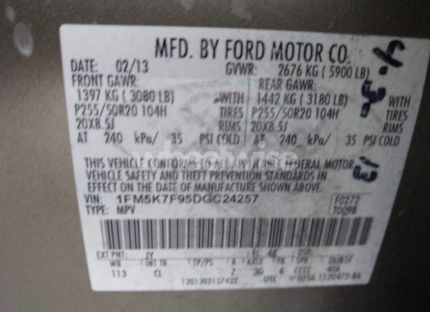 Photo 9 of 2013 Ford Explorer LIMITED (VIN 1FM5K7F95DGC24257)