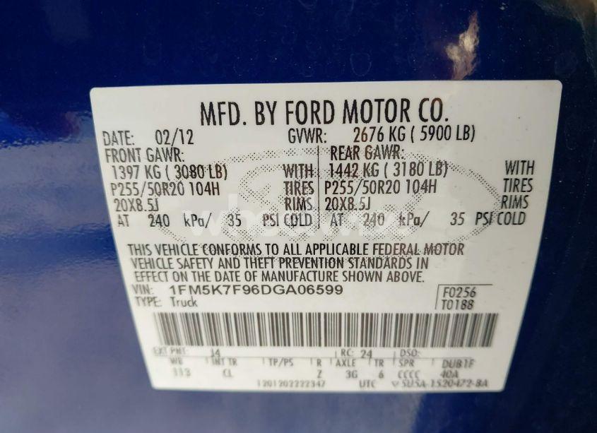 Photo 9 of 2013 Ford Explorer LIMITED (VIN 1FM5K7F96DGA06599)